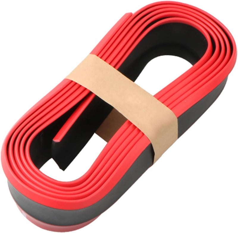 EOHMAK Car Front Bumper Protector Self-Adhesive Auto Splitter Body Spoiler Skirt Rubber Bumper Lip Trim Spoiler 2.5M/8.2ft(Pure Black and red Edge) - Image 4